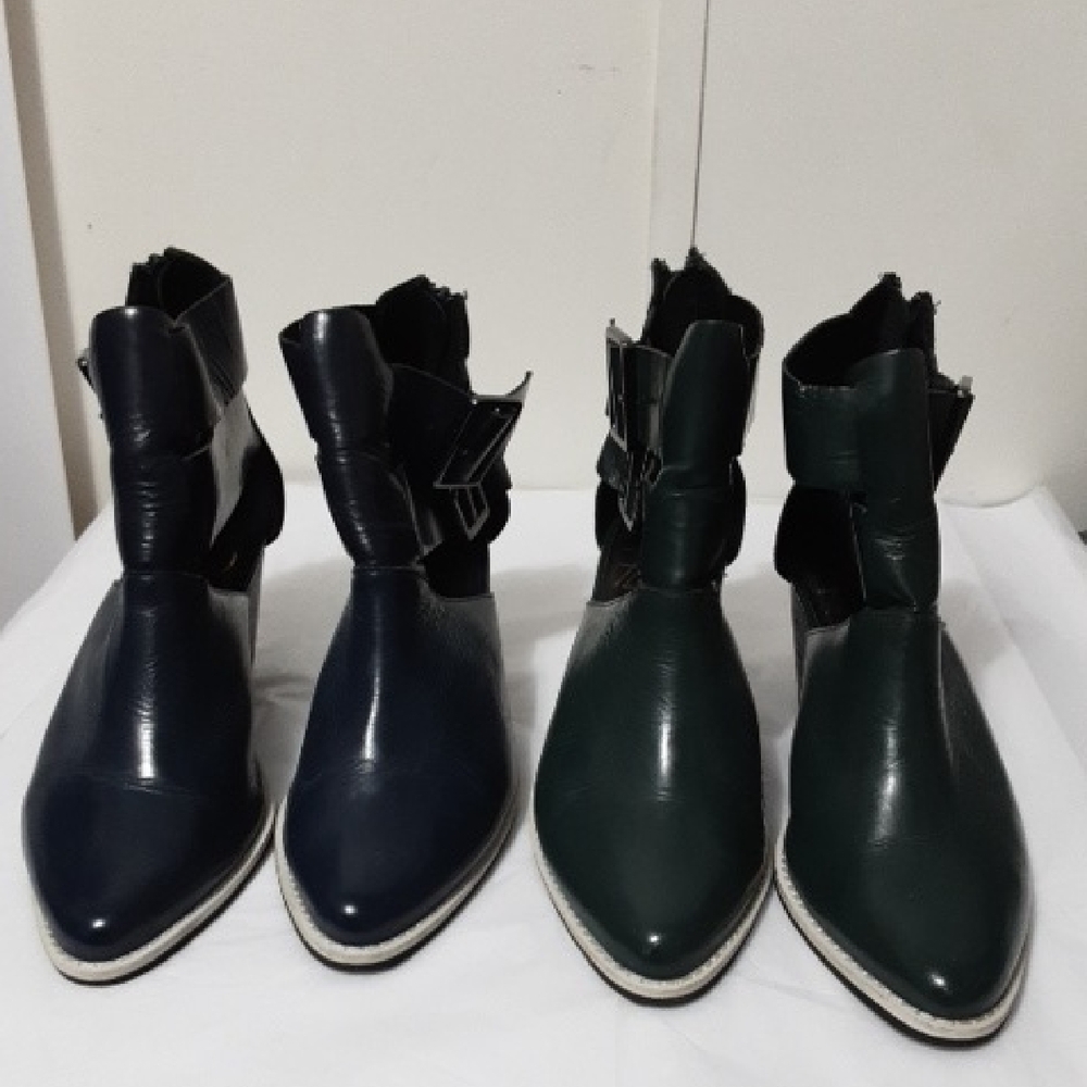 YES We Are Forest Green & Navy Blue Elegant Women's 9 Ankle Boot